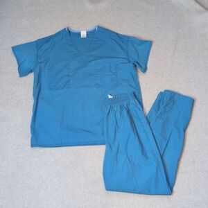 Hospitex Blue Teal Nurse Scrub Set Elastic Women's S